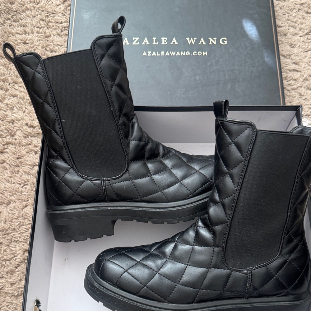 Azalea Wang Black Quilted Combat Boots